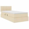 vidaXL Bett mit Stauraum und LED mit Matratze Creme 90 x 200 cm Stoff