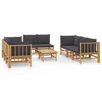vidaXL 9-tlg. Garten-Lounge-Set mit Dunkelgrauen Kissen Bambus