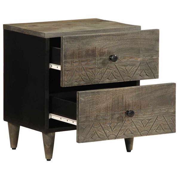 vidaXL Nachttische 2 St&uuml;ck Hellgrau 40x33x46 cm Massivholz Mango