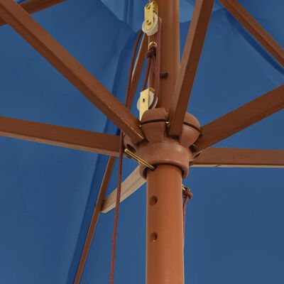 vidaXL Sonnenschirm mit Holzmast Azurblau 299x240 cm