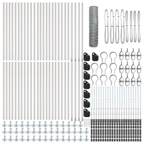 vidaXL Zaunpfosten Silber 100 x 0,8 m (36 mm Maschenweite) Stahl