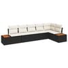 vidaXL Gartensofa-set mit Kissen 6 pcs Schwarz Poly-Rattan