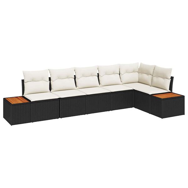 vidaXL Gartensofa-set mit Kissen 6 pcs Schwarz Poly-Rattan