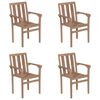 vidaXL Stapelbare Gartenstühle mit Kissen 4 Stk. Massivholz Teak