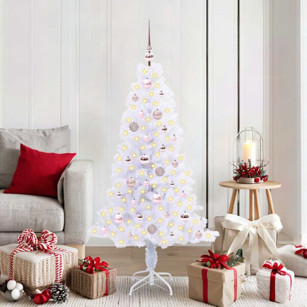 vidaXL K&uuml;nstlicher Weihnachtsbaum Wei&szlig; 150 cm PVC und Stahl