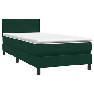 vidaXL Boxspringbett mit Matratze Dunkelgr&uuml;n 80x220 cm Samt