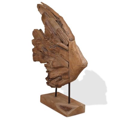vidaXL Fisch-Skulptur Teak 40 x 12 x 57 cm