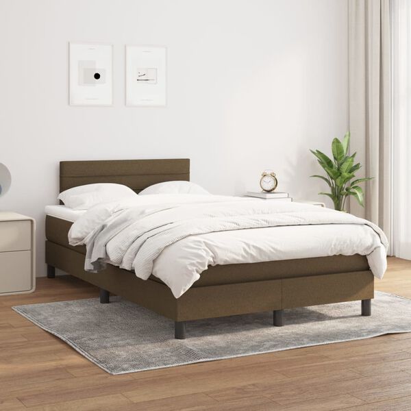 vidaXL Boxspringbett mit Matratze Dunkelbraun 120x190 cm Stoff
