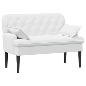 vidaXL Zweisitzer mit Knopfheftung Wei&szlig; 111 x 68 x 80 cm Stoff