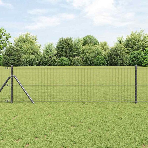 vidaXL Zaunpfosten Grau 50 x 0,5 m (25 x 25 mm Netz) Stahl und PVC