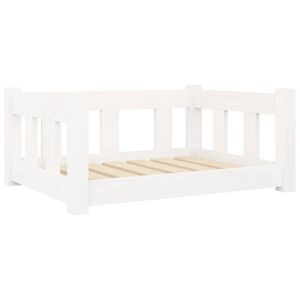 vidaXL Hundebett Wei&szlig; 65,5x50,5x28 cm Massivholz Kiefer