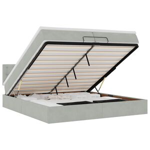 vidaXL Ottoman-Bett mit Matratze Hellgrau 200x200 cm Samt