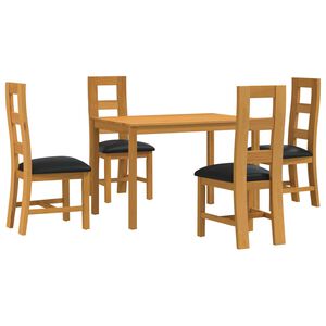 vidaXL Essgruppe 5 stk. Schwarz Massivholz Eiche