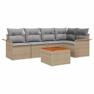 vidaXL Gartensofa-set mit Kissen 6 pcs Beige Poly-Rattan