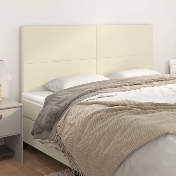 vidaXL Kopfteil Creme 200x5x118/128 cm Kunstleder