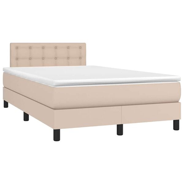 vidaXL Boxspringbett mit Matratze & LED Cappuccino-Braun 120x190 cm