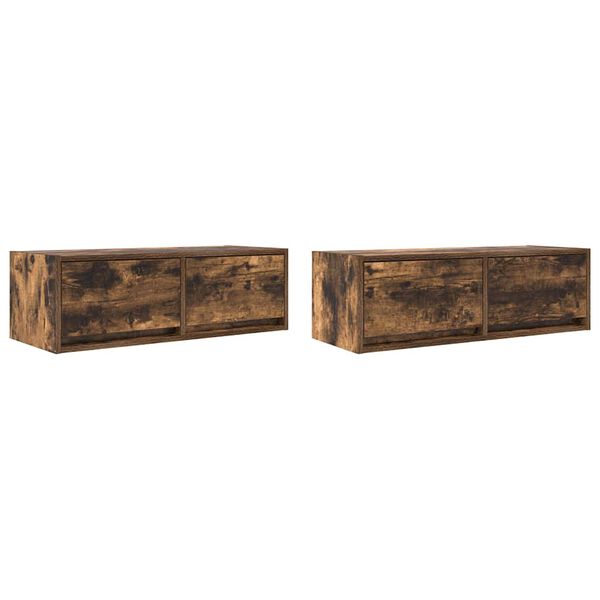 vidaXL TV-Schr&auml;nke 2 Stk. R&auml;uchereiche 80x31x25,5 cm Holzwerkstoff