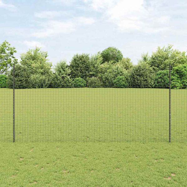 vidaXL Zaun mit Pfosten Grau 1,6 x 10 m Stahl und PVC