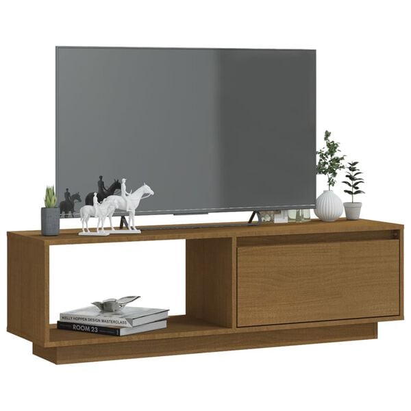 vidaXL TV-Schrank Honigbraun 110x30x33,5 cm Massivholz Kiefer