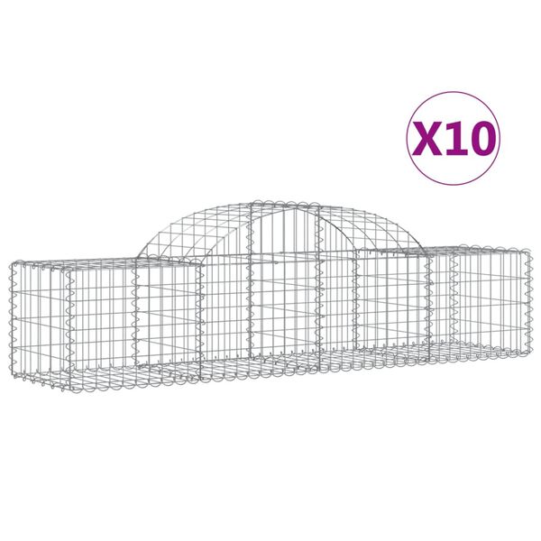 vidaXL Gabionen mit Hochbogen 10 Stk. 200x50x40/60 cm Verzinktes Eisen