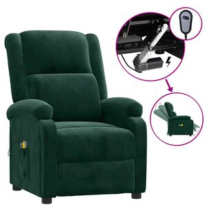 vidaXL Elektrischer Massagesessel Dunkelgr&uuml;n Samt