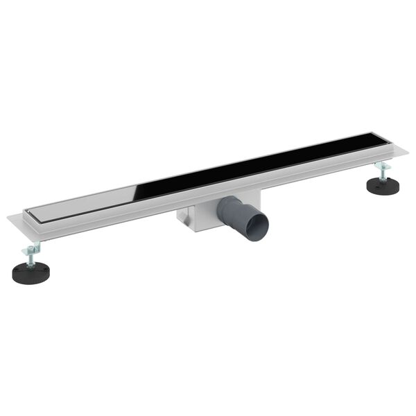 vidaXL Duschabfluss mit Glasabdeckung Schwarz 70 cm Edelstahl 304