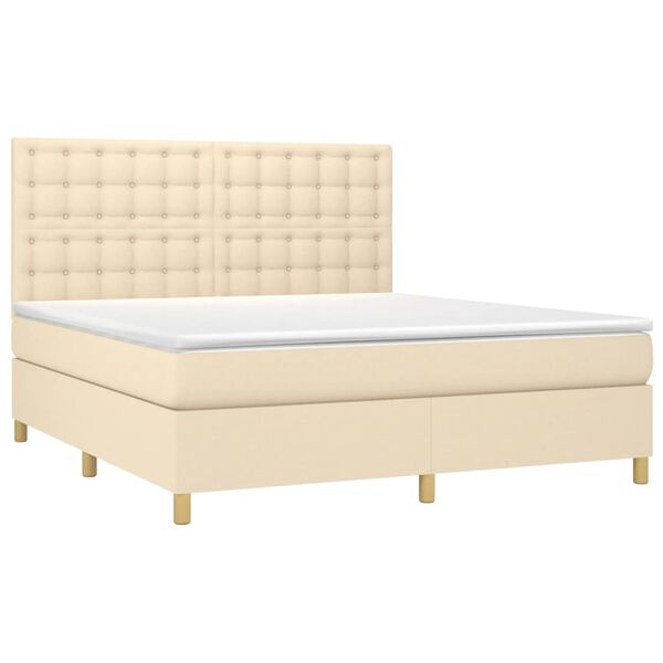 vidaXL Boxspringbett mit Matratze & LED Creme 180x200 cm Stoff