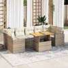 vidaXL 8-tlg. Garten-Sofagarnitur mit Kissen Beige Poly Rattan
