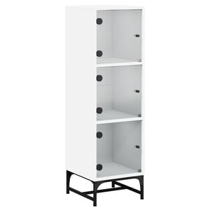 vidaXL Highboard mit Glast&uuml;ren Wei&szlig; 35x37x120 cm