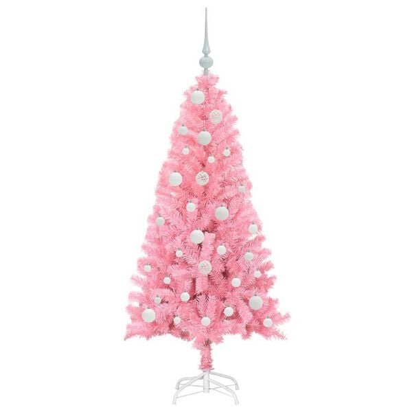 vidaXL Weihnachtsbaum mit 150 LEDs mit St&auml;nder Rosa 120 cm PVC