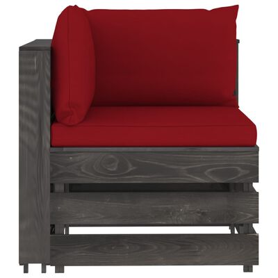 vidaXL 3-Sitzer Outdoor-Sofa mit Kissen Grau Imprägniertes Kiefernholz