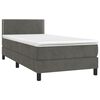 vidaXL Boxspringbett mit Matratze & LED Dunkelgrau 90x200 cm Samt