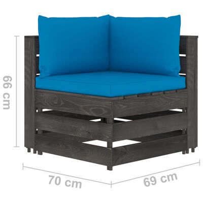 vidaXL 8-tlg. Garten-Lounge-Set mit Kissen Grau Imprägniertes Holz