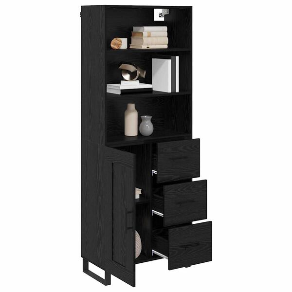 vidaXL Highboard Schwarz Eichen-Optik 69,5 x 34 x 180 cm Holzwerkstoff