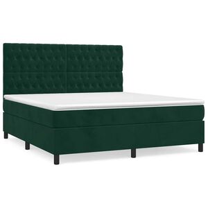 vidaXL Boxspringbett mit Matratze Dunkelgr&uuml;n 180x200 cm Samt