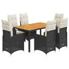 vidaXL 7-tlg. Garten-Bistro-Set mit Kissen Schwarz Poly Rattan