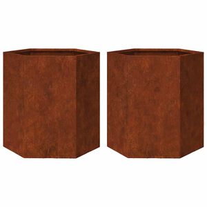 vidaXL Pflanzk&uuml;bel 2 Stk. Sechseckig 46x40x45 cm Wetterfester Stahl