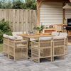 vidaXL 9-tlg. Garten-Essgruppe mit Kissen Beige Poly Rattan
