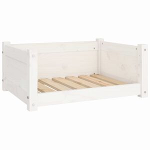 vidaXL Hundebett Wei&szlig; 65,5 x 50,5 x 28 cm Massivholz Kiefer