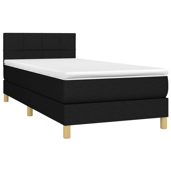 vidaXL Boxspringbett mit Matratze & LED Schwarz 80x200 cm Stoff