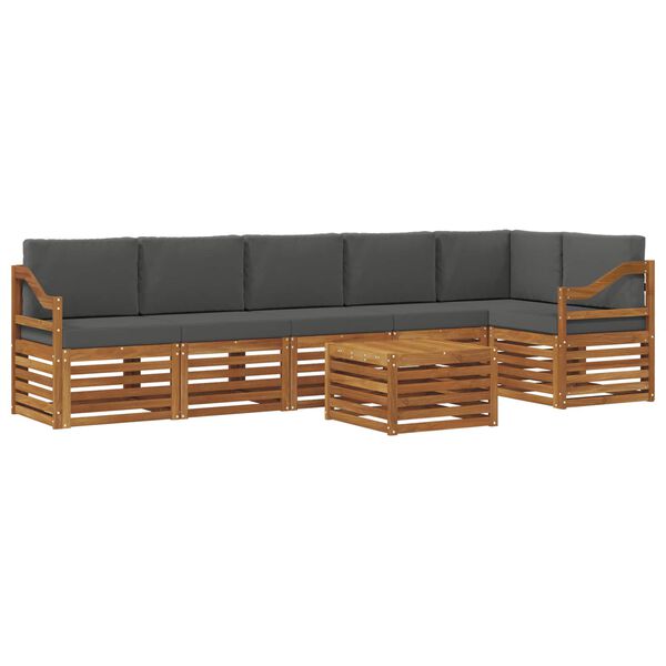 vidaXL Ecksofa Set 7 pcs Natur und Anthrazit Massivholz Akazie