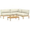 vidaXL Sofa Set mit Kissen Uni 4 pcs Creme Massivholz Akazie
