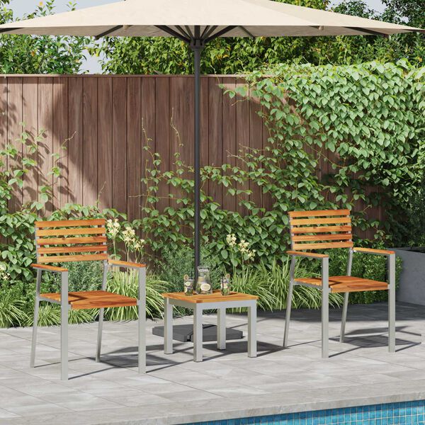 vidaXL Garten-Ess-Set 3 pcs Braun Massives Teakholz