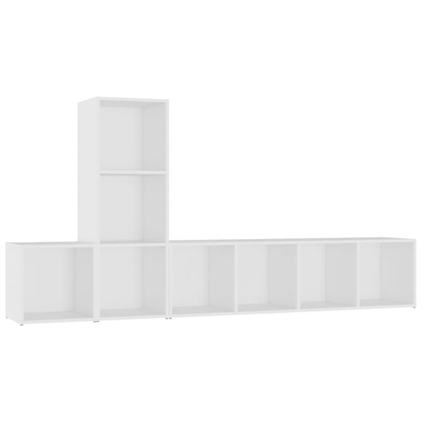 vidaXL 3-tlg. TV-Schrank-Set Wei&szlig; Holzwerkstoff