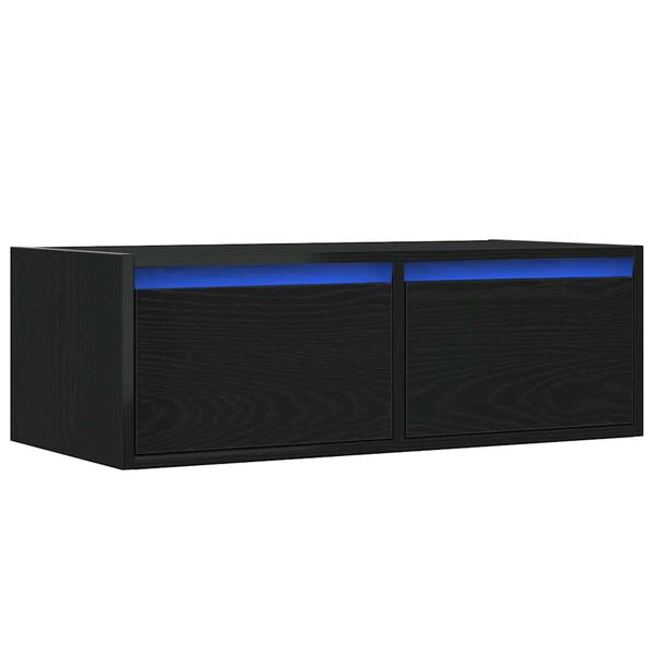 vidaXL TV-Schrank mit LED-Leuchten Schwarz Eichen-Optik 75x35,5x25 cm