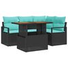 vidaXL Gartensofa-set 5 stk. 4-Sitzanzahl Schwarz und T&uuml;rkis