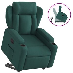 vidaXL Relaxsessel mit Aufstehhilfe Dunkelgr&uuml;n Stoff