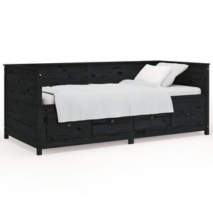 vidaXL Tagesbett Schwarz 90x200 cm Massivholz Kiefer