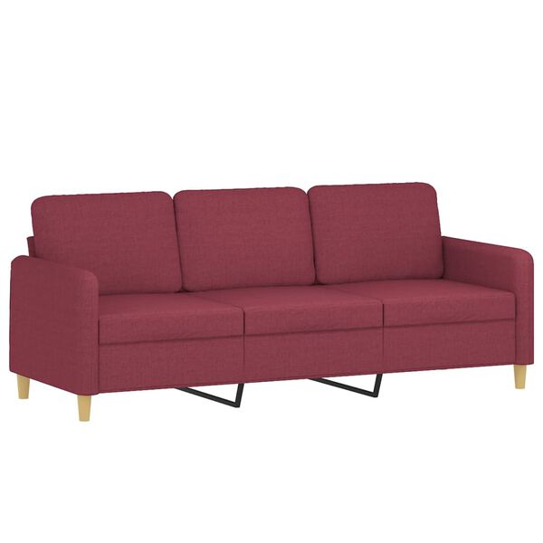 vidaXL 3-Sitzer-Sofa mit Zierkissen Weinrot 180 cm Stoff