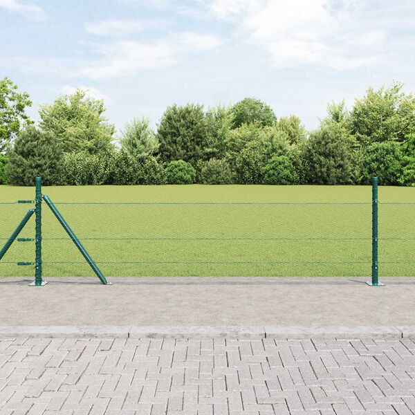 vidaXL Zaunpfosten Grün 100 x 0,4 m (13 mm Maschenweite) Stahl und PVC
